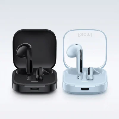 Redmi Buds 6 Active wireless earbuds inside the transparent charging case lid - Tech4u Pakistan