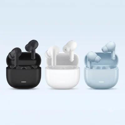 Redmi Buds 6 Lite wireless earbuds with charging case showing the sleek stem design - Tech4u Pakistan