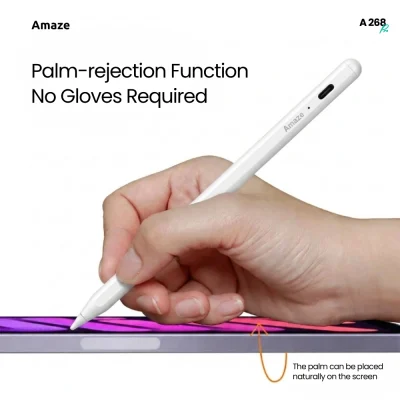 White Amaze A268 Pro pencil attached magnetically to the side of an iPad