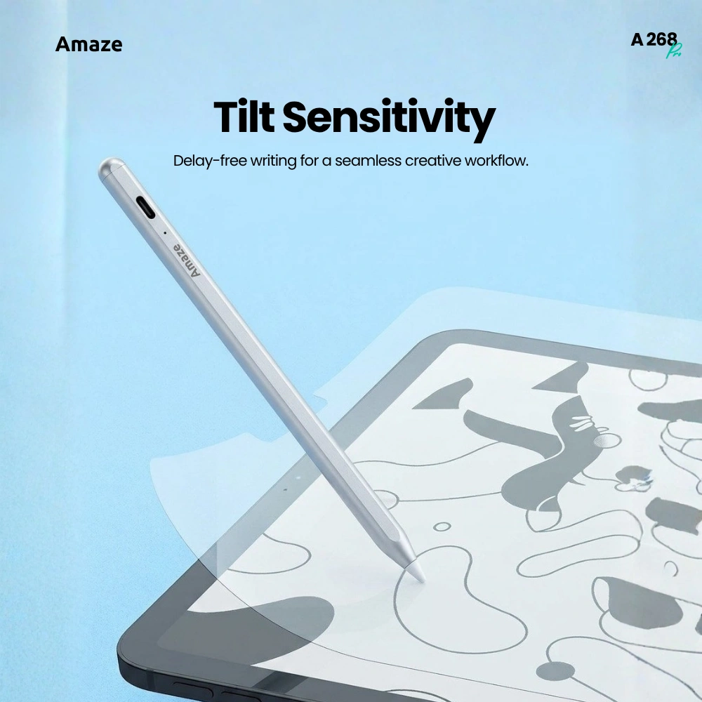 3 Amaze A268 Pro ipad pencil official tech4u.pk User writing on a tablet screen using the original Amaze A268 Pro stylus pen